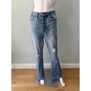 YMI Jeans High Rise Flare Jeans Distressed Light Wash Denim Size 11/30